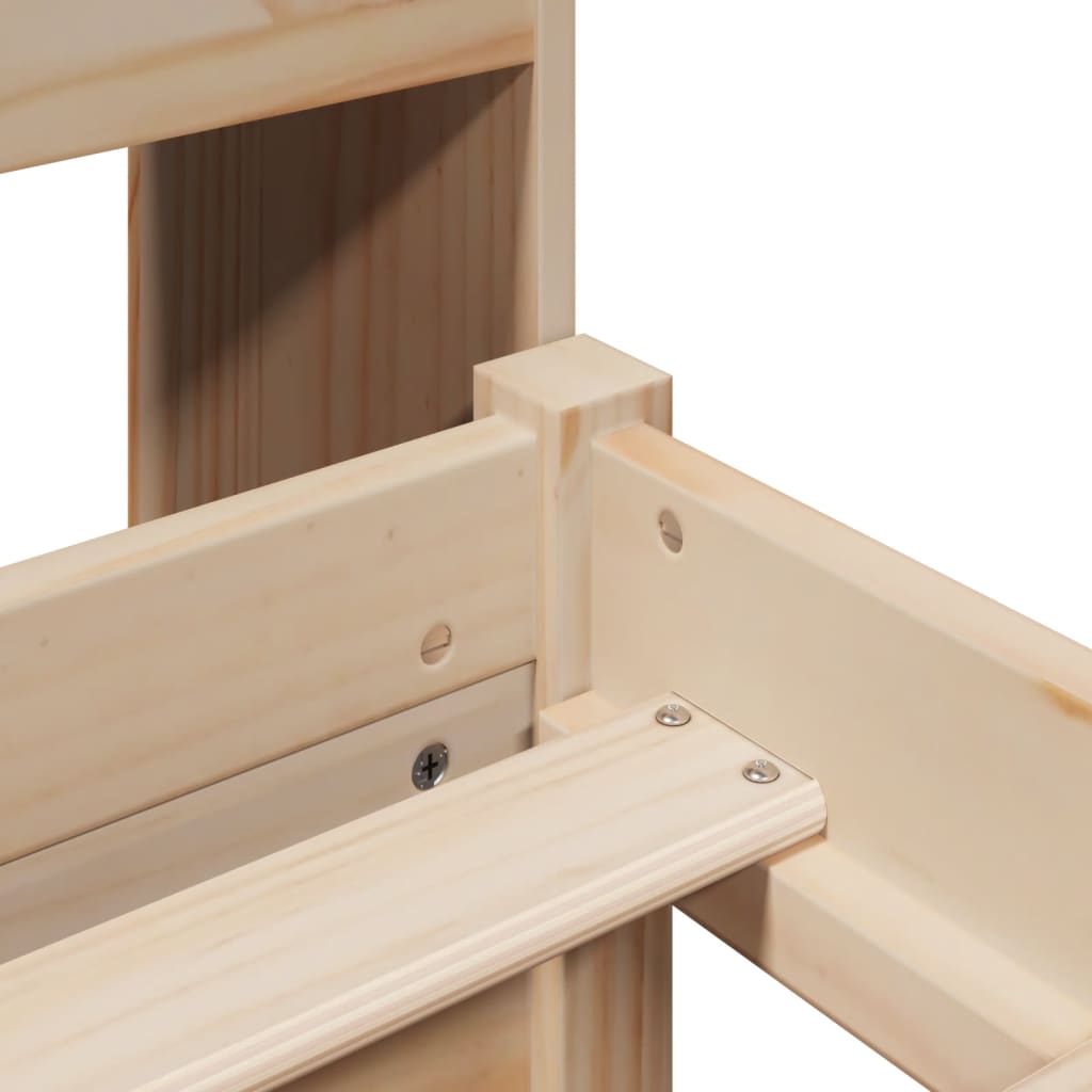 Bed Met Boekenkast Zonder Matras Massief Grenenhout 180 x 200 cm Naturel