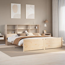 Bed Met Boekenkast Zonder Matras Massief Grenenhout 180 x 200 cm Naturel