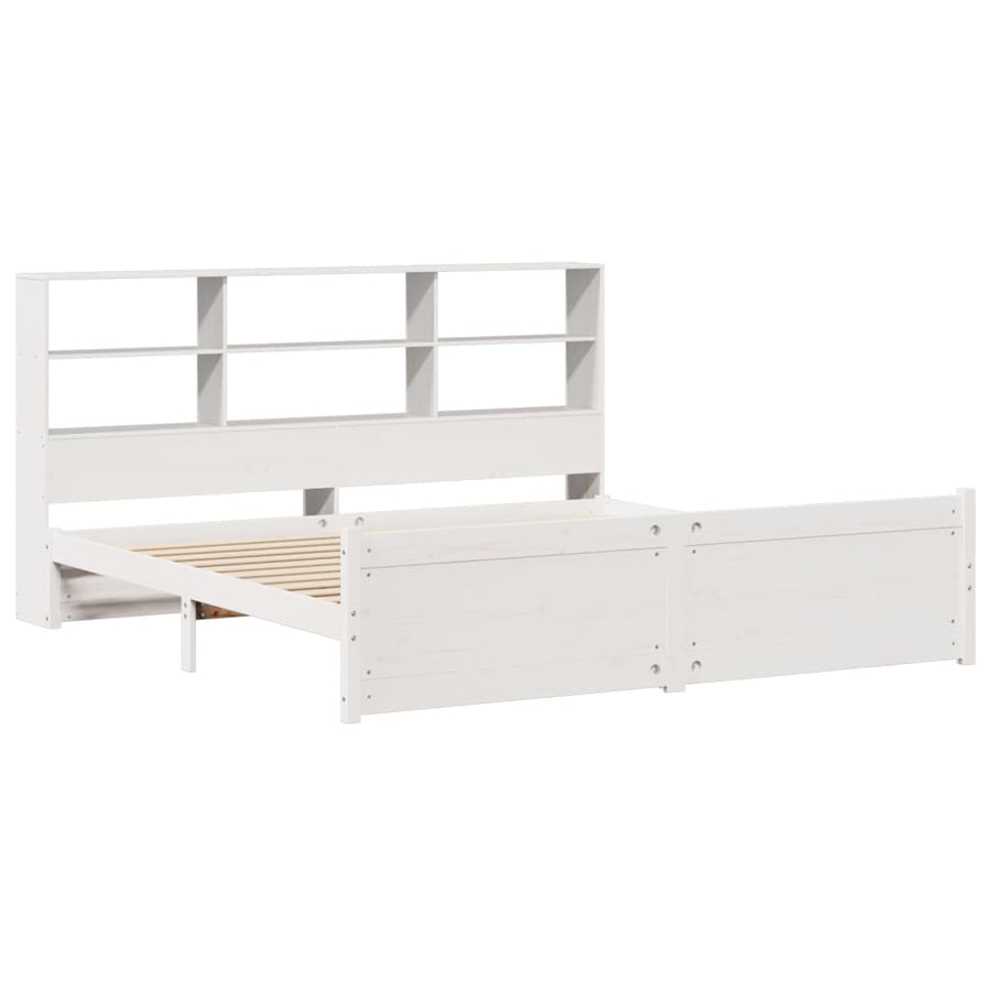 Bed met boekenkast zonder matras grenenhout wit 180x200 cm
