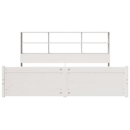 Bed met boekenkast zonder matras grenenhout wit 180x200 cm