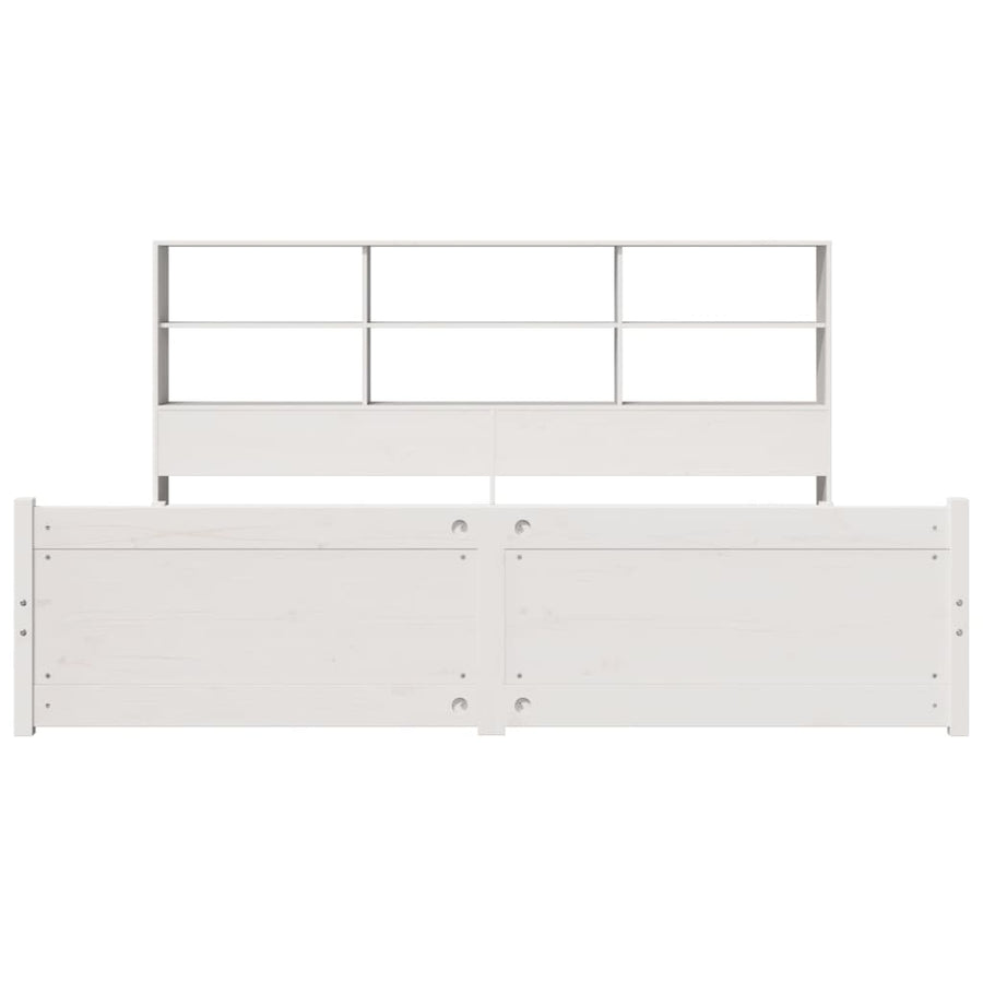 Bed met boekenkast zonder matras grenenhout wit 180x200 cm