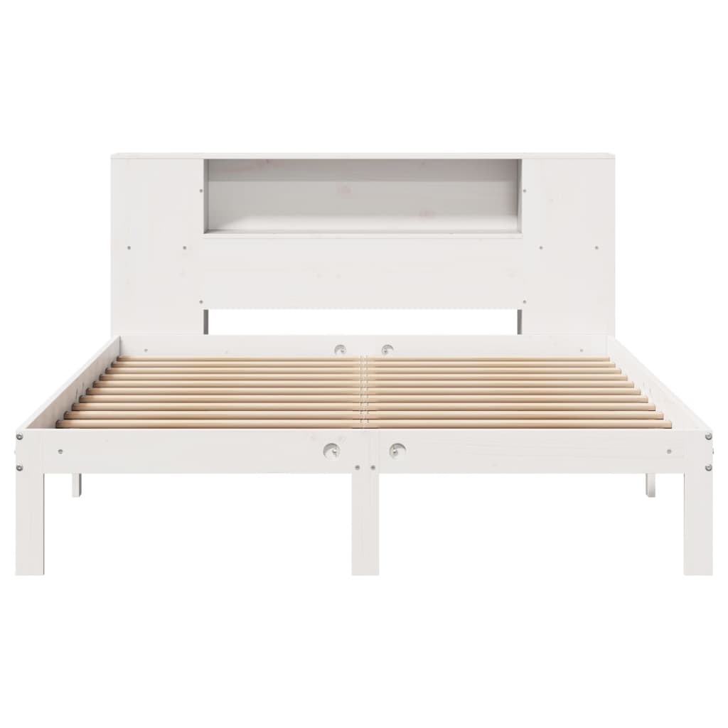 Bed met boekenkast zonder matras grenenhout wit 120x190 cm