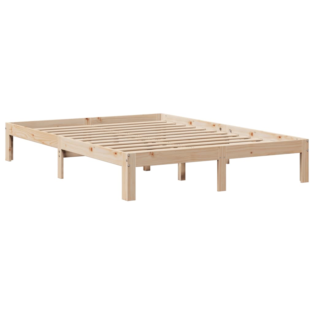 Bed met boekenkast zonder matras massief grenenhout 140x190 cm