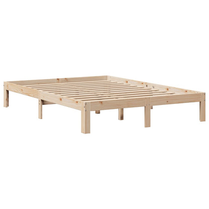 Bed met boekenkast zonder matras massief grenenhout 140x190 cm