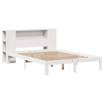 Bed met boekenkast zonder matras grenenhout wit 140x190 cm