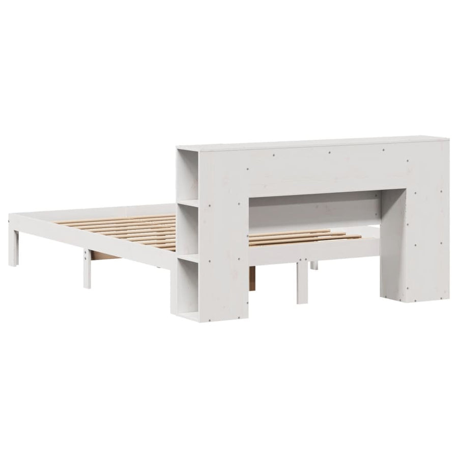 Bed met boekenkast zonder matras grenenhout wit 140x190 cm