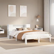 Bed 140x190 cm grenenhout wit met boekenkast