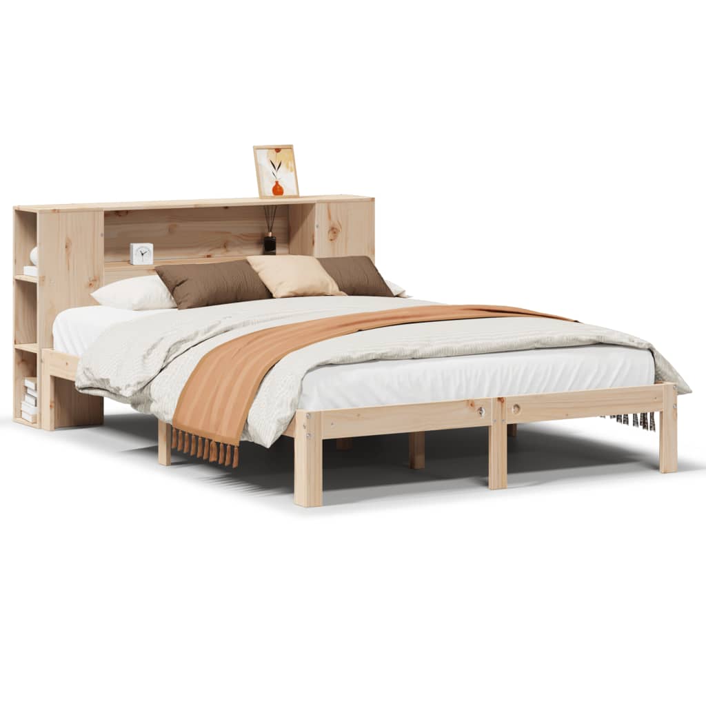 Bed met boekenkast zonder matras massief grenenhout 140x200 cm