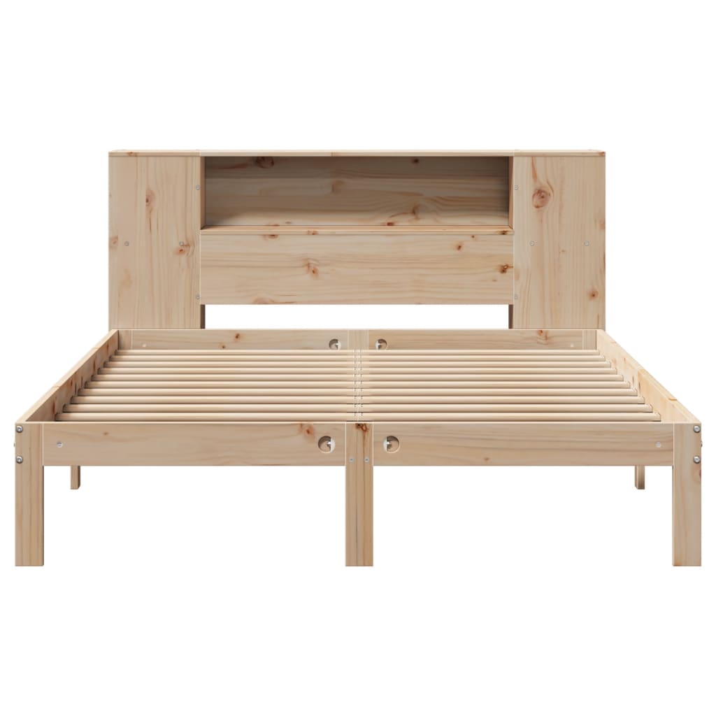 Bed met boekenkast zonder matras massief grenenhout 140x200 cm