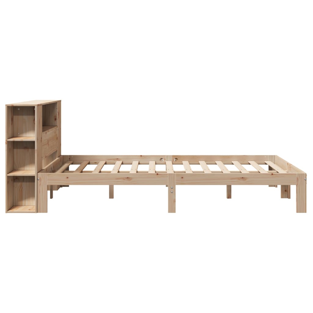 Bed met boekenkast zonder matras massief grenenhout 140x200 cm