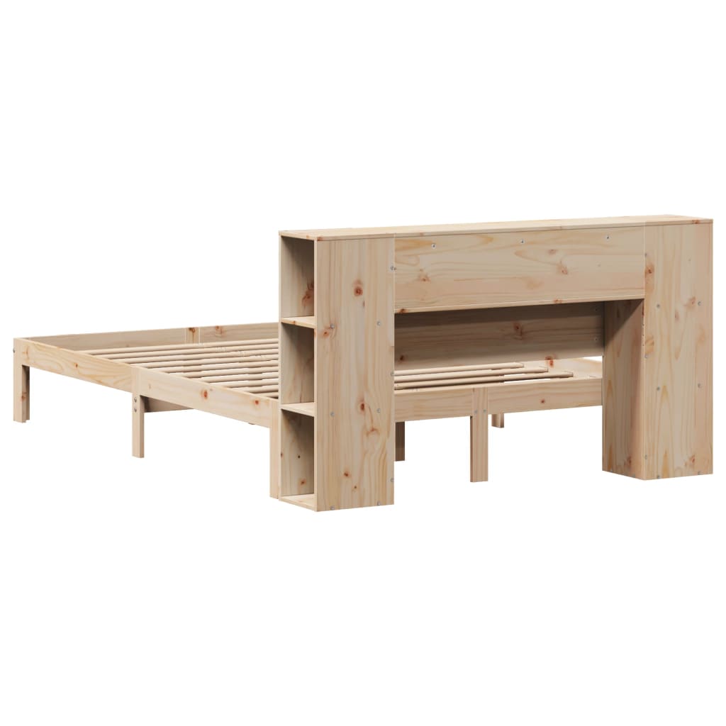 Bed met boekenkast zonder matras massief grenenhout 140x200 cm
