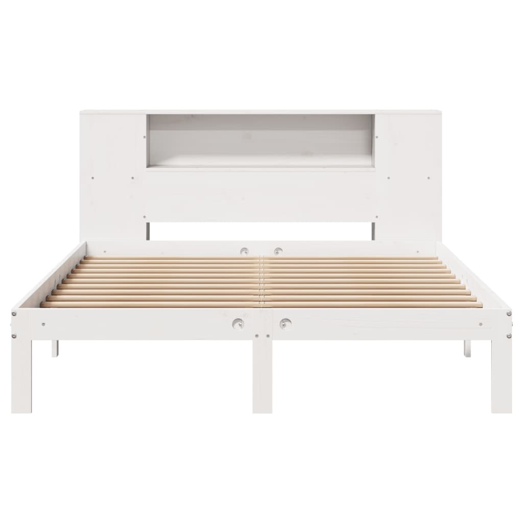 Bed met boekenkast zonder matras grenenhout wit 160x200 cm