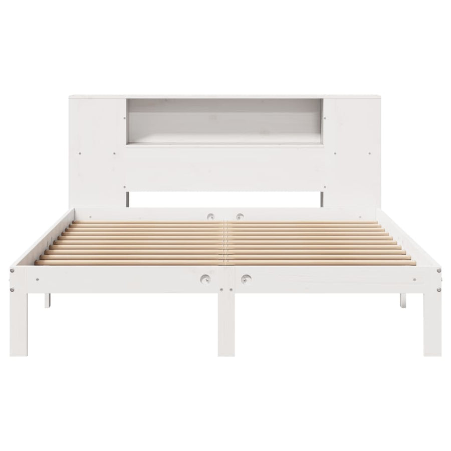 Bed met boekenkast zonder matras grenenhout wit 160x200 cm