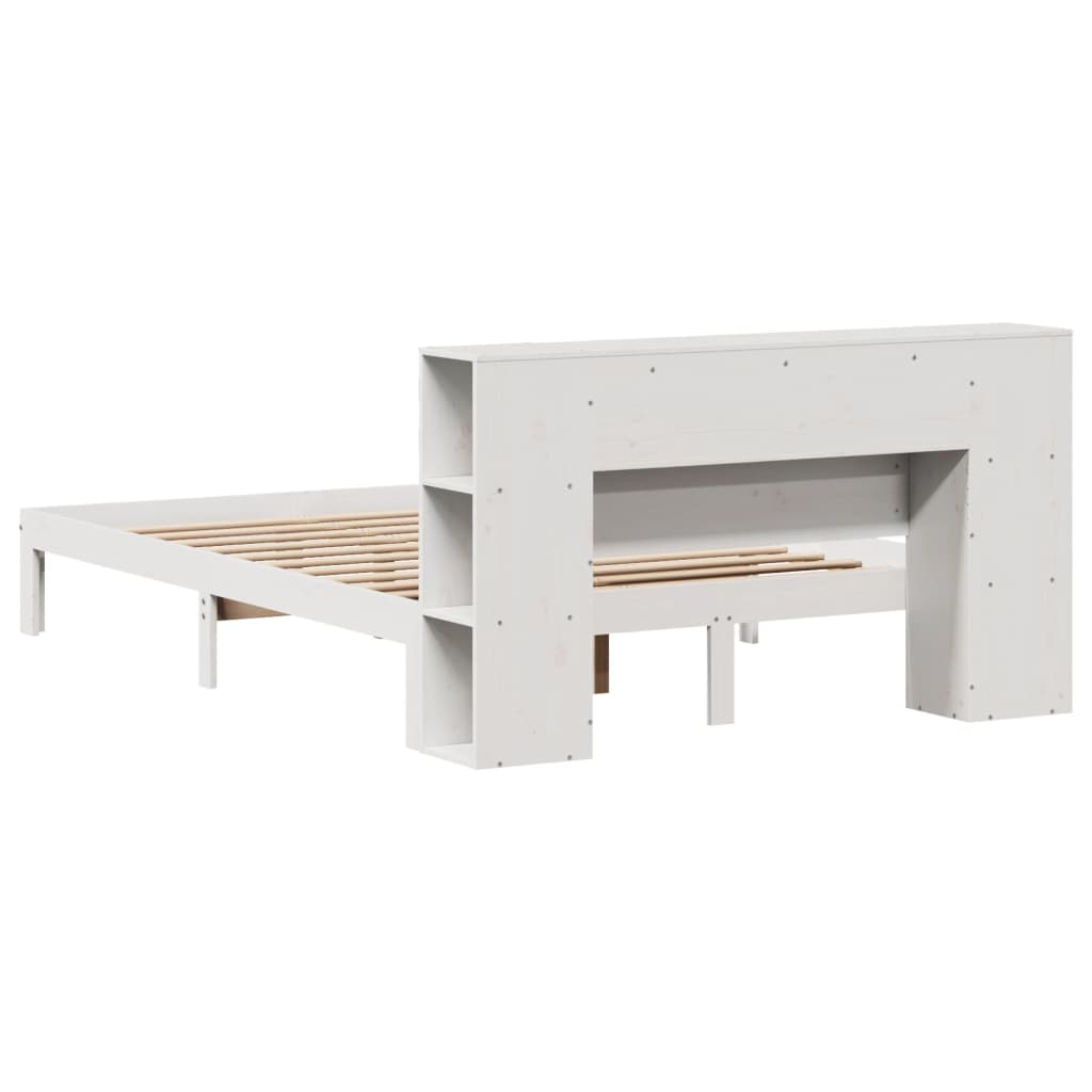Bed met boekenkast zonder matras grenenhout wit 160x200 cm