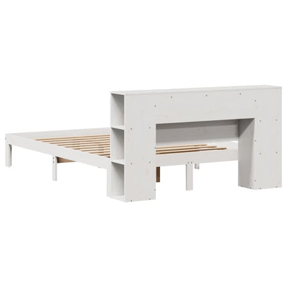 Bed met boekenkast zonder matras grenenhout wit 160x200 cm