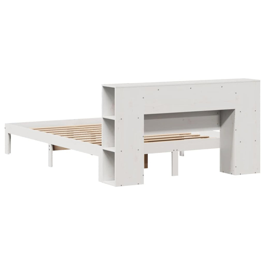 Bed met boekenkast zonder matras grenenhout wit 160x200 cm