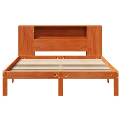 Bed met boekenkast zonder matras grenenhout wasbruin 140x190 cm