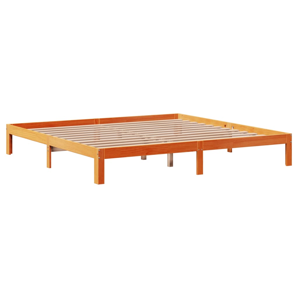 Bed met boekenkast zonder matras grenenhout wasbruin 180x200 cm