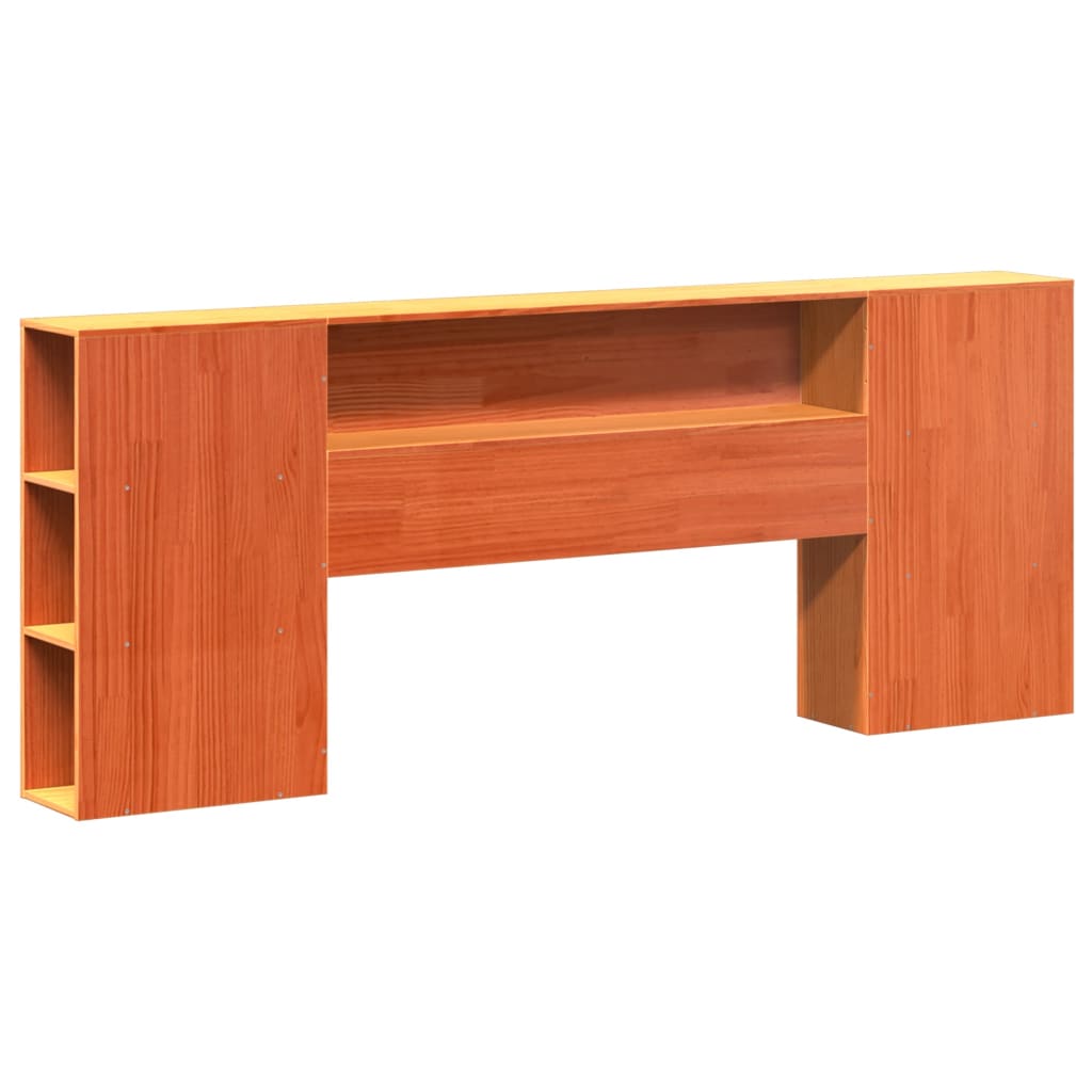 Bed met boekenkast zonder matras grenenhout wasbruin 180x200 cm