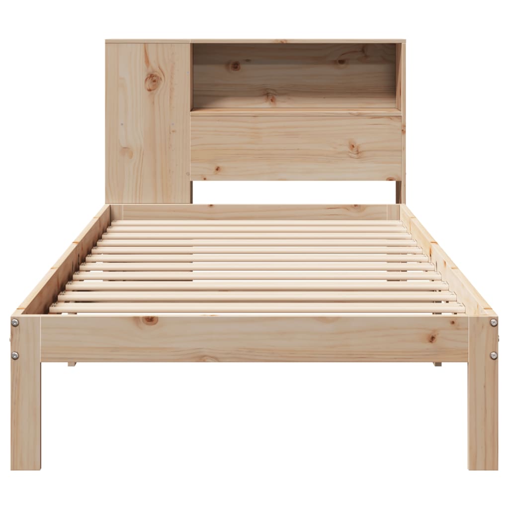 Bed met boekenkast zonder matras massief grenenhout 75x190 cm