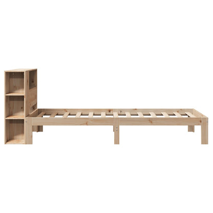 Bed met boekenkast zonder matras massief grenenhout 75x190 cm