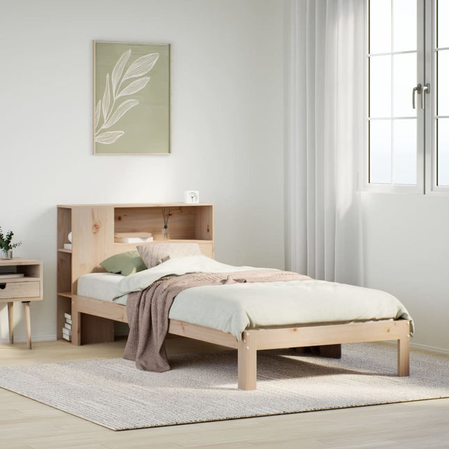 Bed met boekenkast zonder matras massief grenenhout 75x190 cm