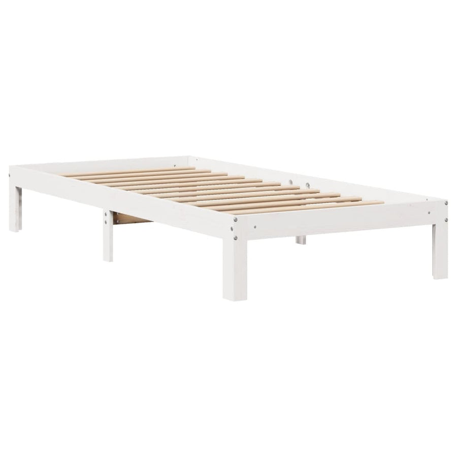 Bed met boekenkast zonder matras grenenhout wit 75x190 cm