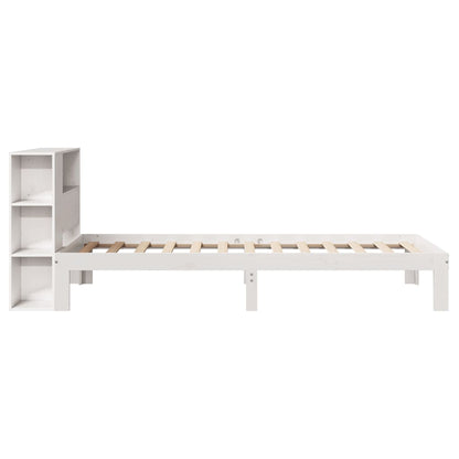 Bed met boekenkast zonder matras grenenhout wit 75x190 cm