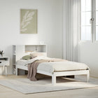 Bed with bookcase without mattress pine wood white 75x190 cm