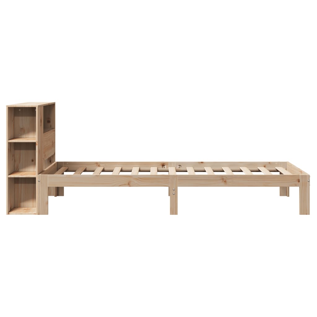 Bed met boekenkast zonder matras massief grenenhout 90x200 cm