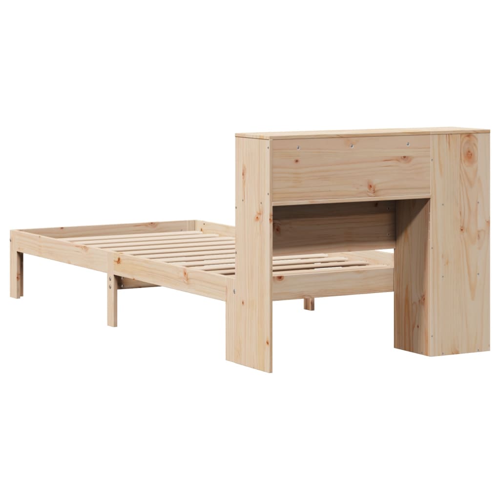 Bed met boekenkast zonder matras massief grenenhout 90x200 cm