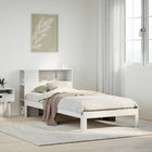 Bed met boekenkast zonder matras grenenhout wit 100x200 cm