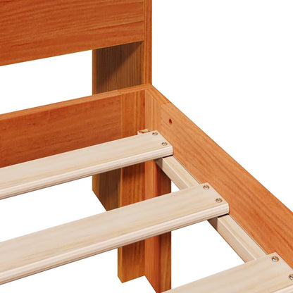 Bed met boekenkast zonder matras grenenhout wasbruin 100x200 cm