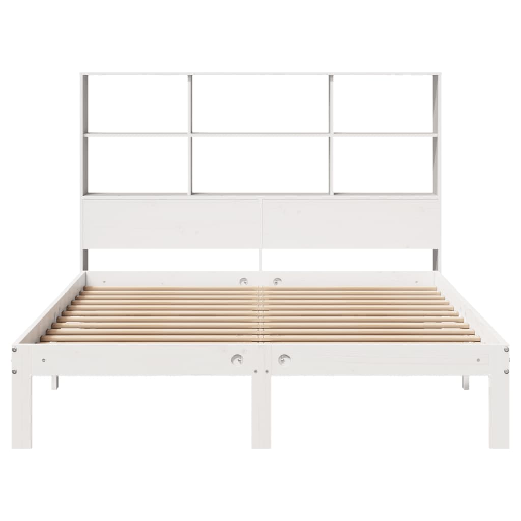 Bed Met Boekenkast Zonder Matras Grenenhout 120 x 190 cm Wit