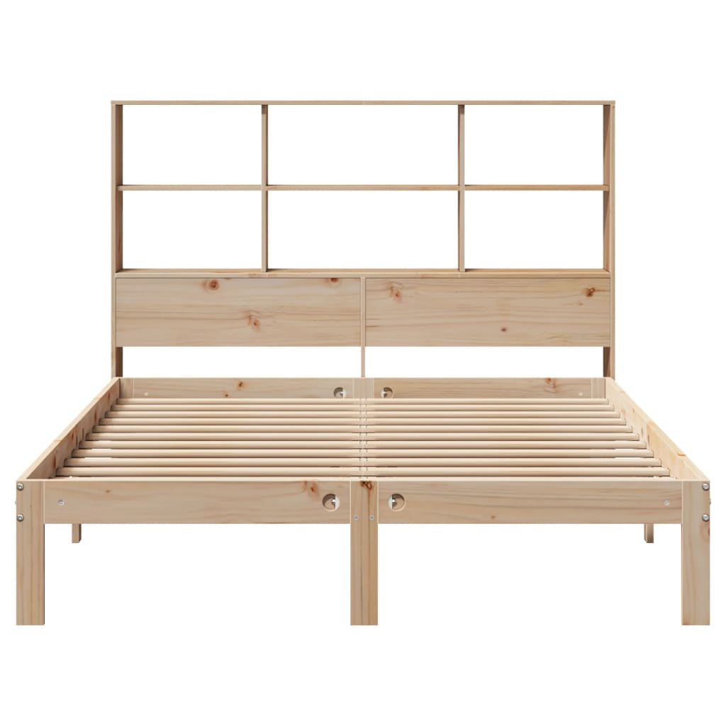 Bed met boekenkast zonder matras massief grenenhout 140x190 cm