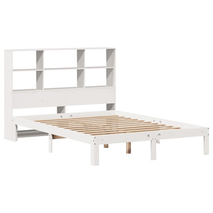 Bed met boekenkast zonder matras grenenhout wit 140x190 cm