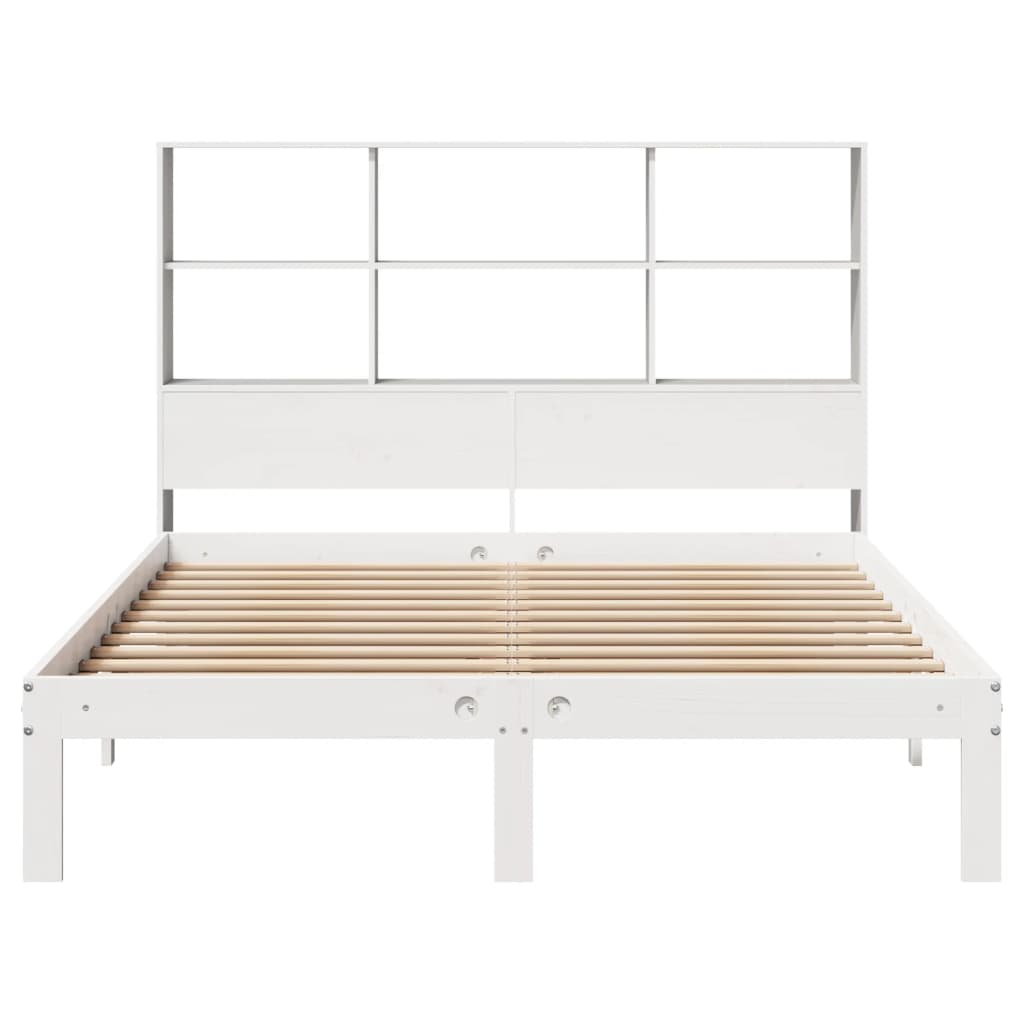 Bed met boekenkast zonder matras grenenhout wit 140x190 cm