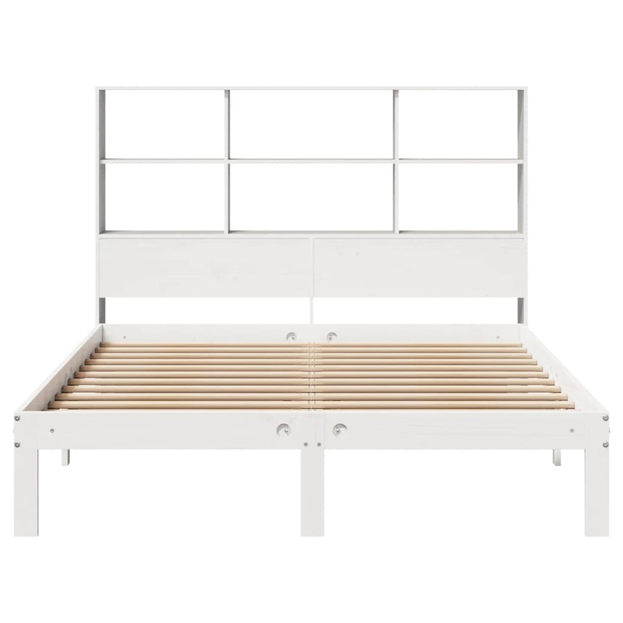 Bed met boekenkast zonder matras grenenhout wit 160x200 cm