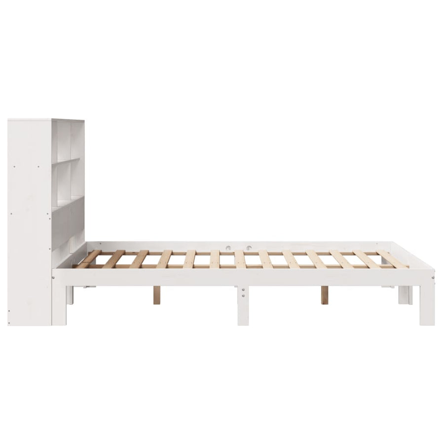 Bed met boekenkast zonder matras grenenhout wit 160x200 cm