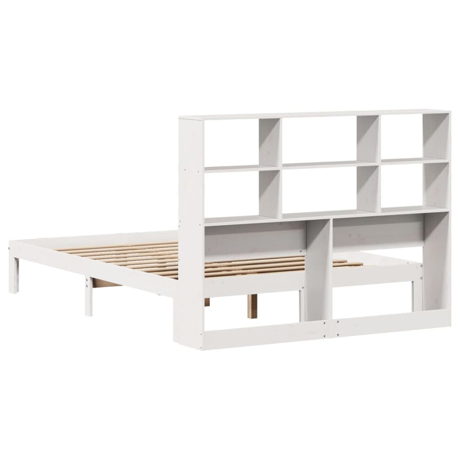 Bed met boekenkast zonder matras grenenhout wit 160x200 cm