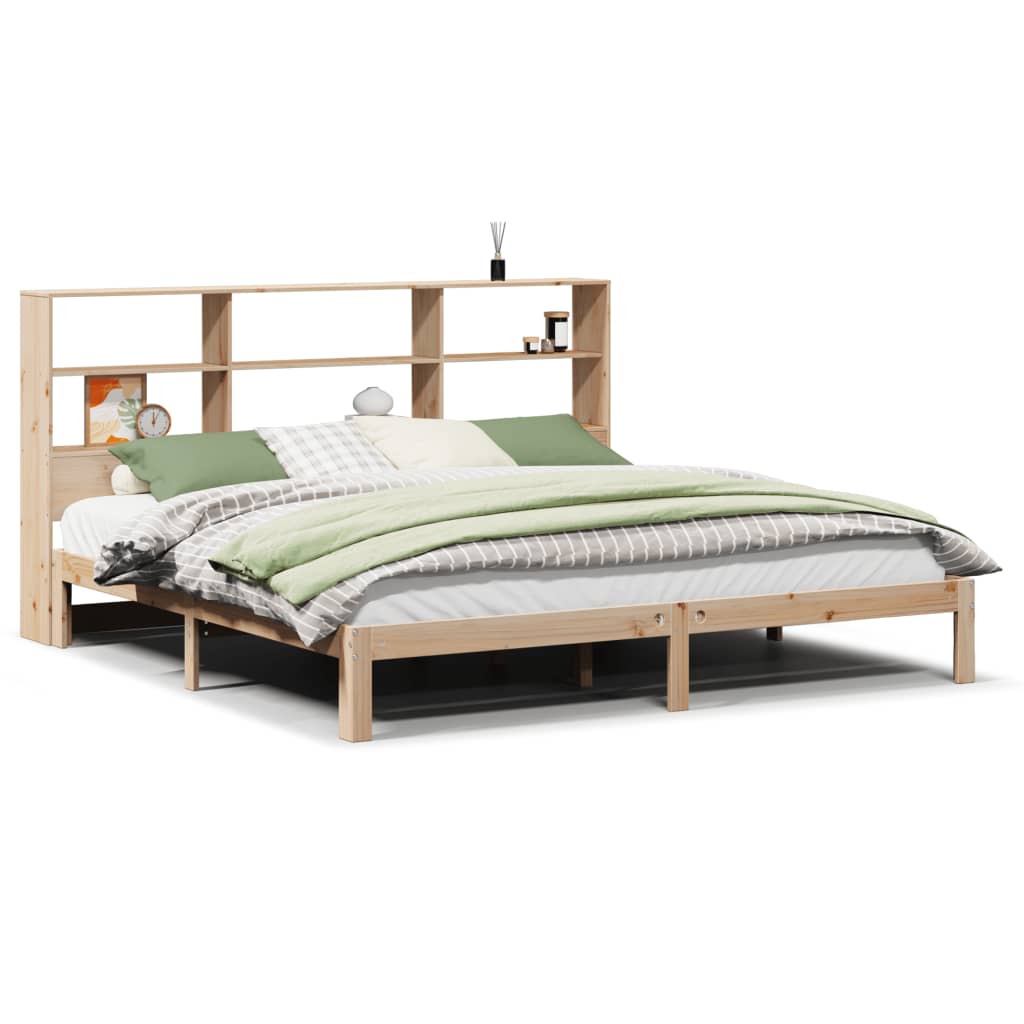 Bed met boekenkast zonder matras massief grenenhout 180x200 cm