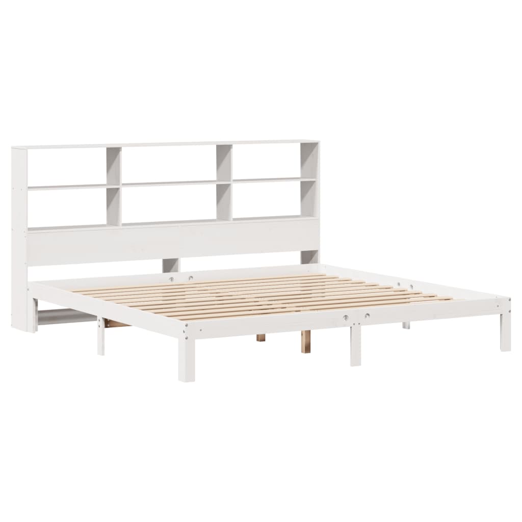 Bed met boekenkast zonder matras grenenhout wit 180x200 cm