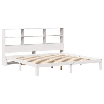 Bed met boekenkast zonder matras grenenhout wit 180x200 cm