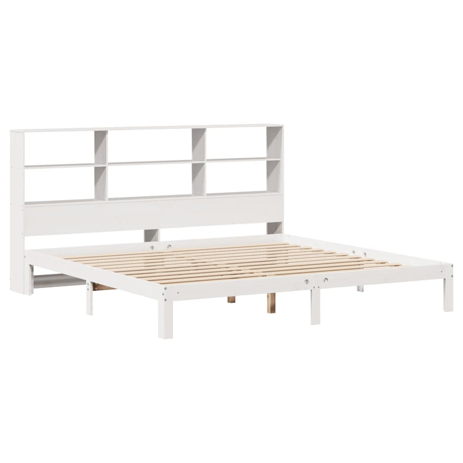 Bed met boekenkast zonder matras grenenhout wit 180x200 cm