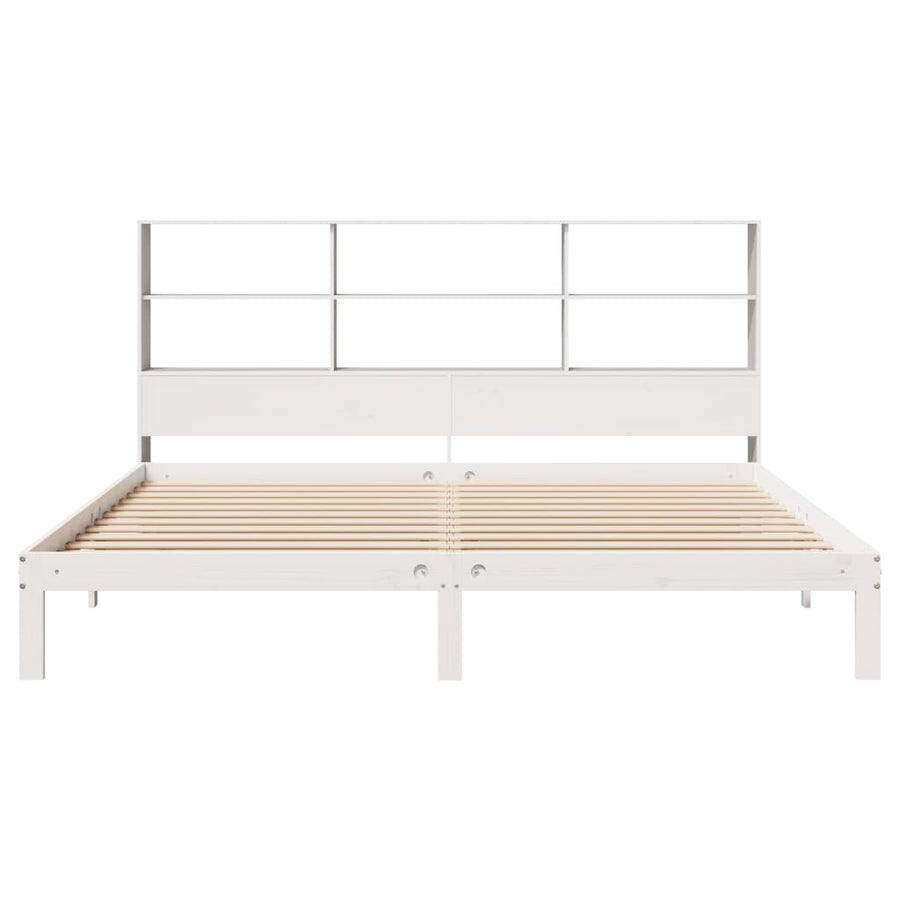 Bed met boekenkast zonder matras grenenhout wit 180x200 cm