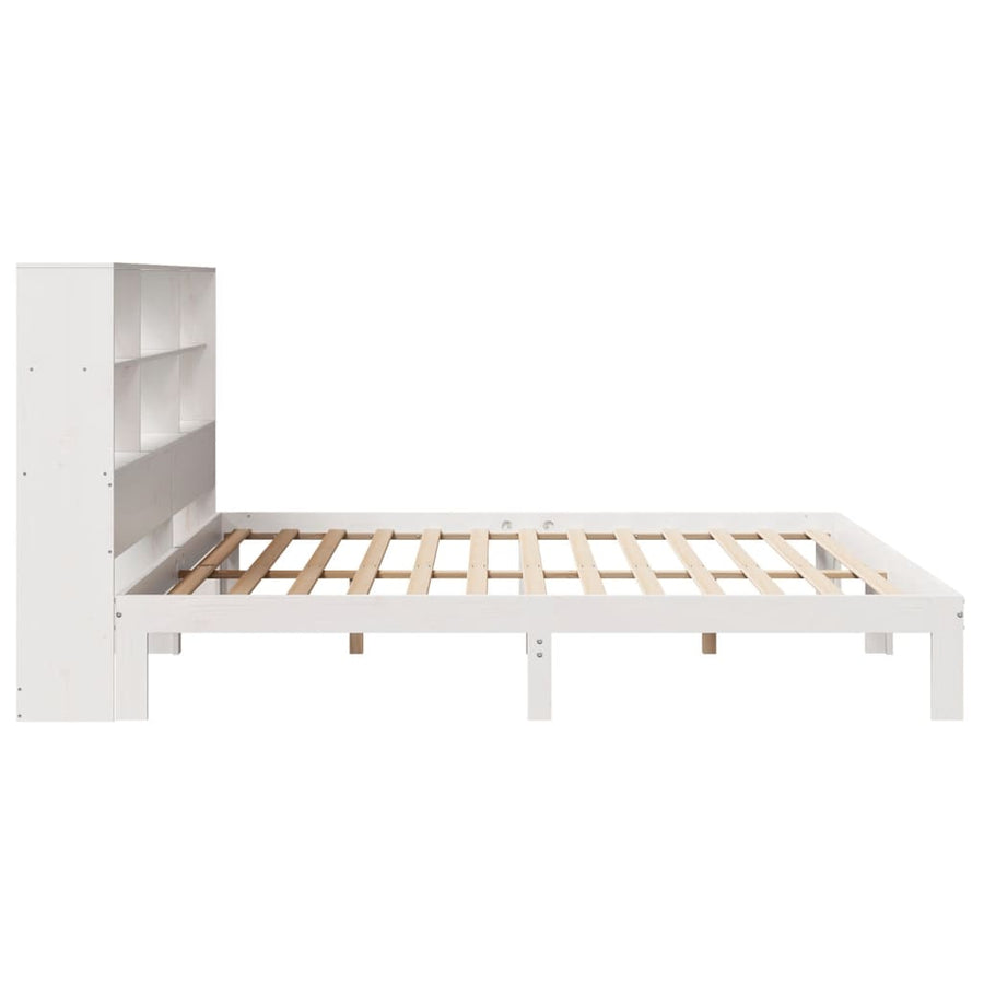 Bed met boekenkast zonder matras grenenhout wit 180x200 cm