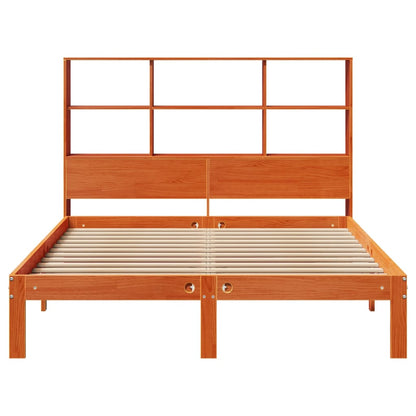 Bed met boekenkast zonder matras grenenhout wasbruin 120x190 cm