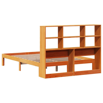 Bed met boekenkast zonder matras grenenhout wasbruin 120x190 cm