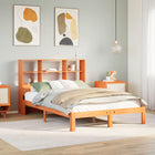 Bed met boekenkast zonder matras grenenhout wasbruin 120x190 cm