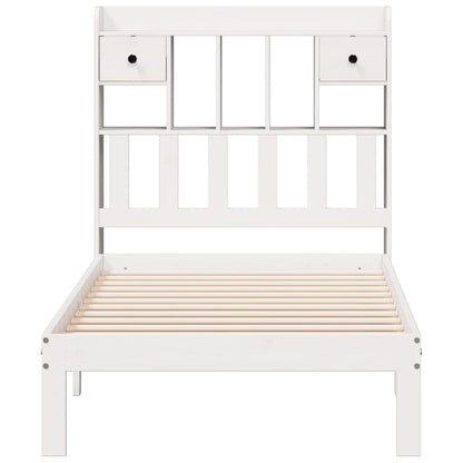 Bed met boekenkast zonder matras grenenhout wit 75x190 cm